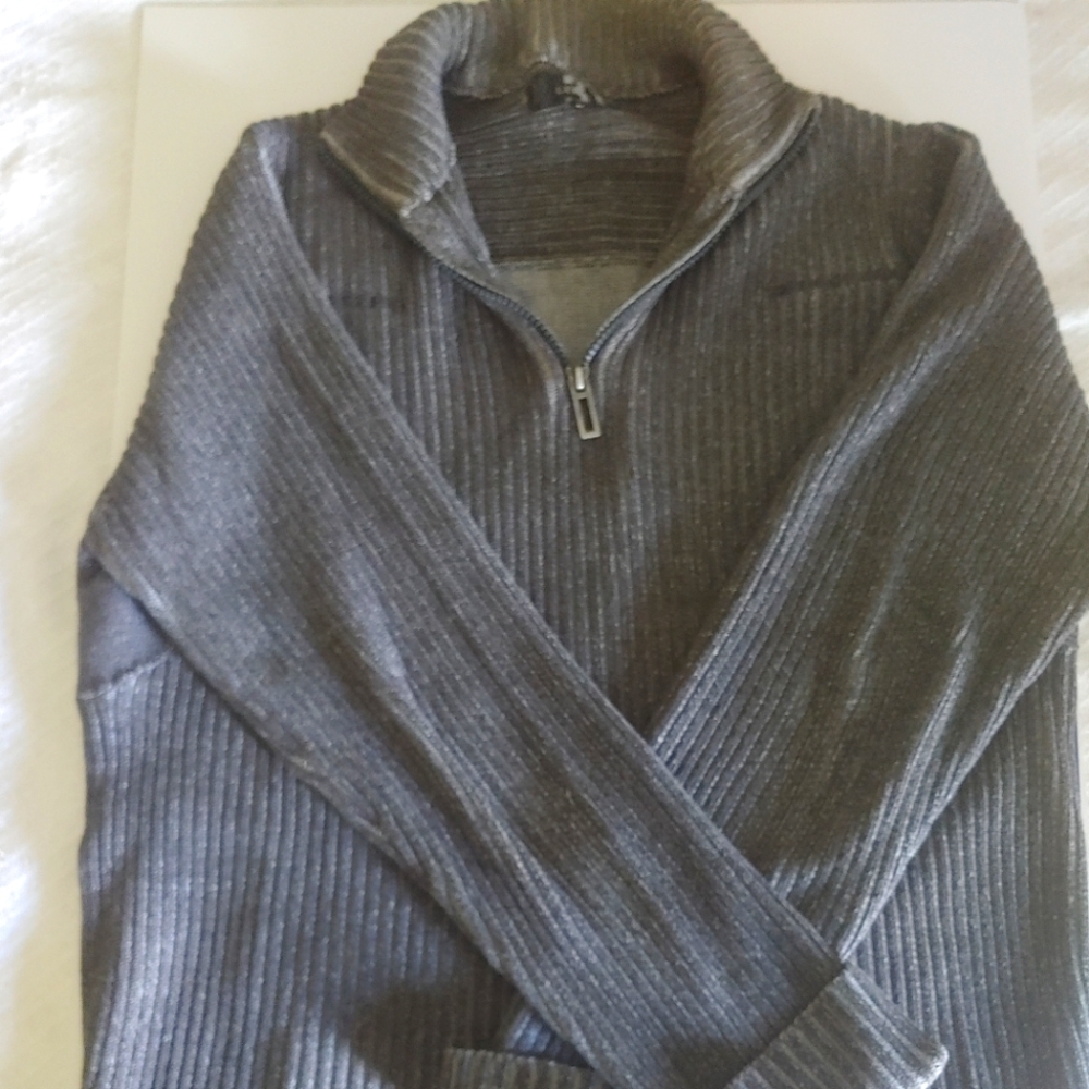 Men's Grey Zip Up Sweater